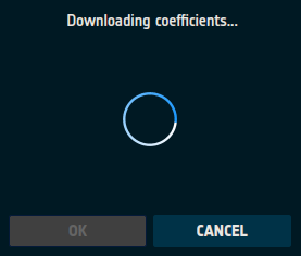 Window displaying coefficients download in progress