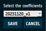 Window displaying coefficient selection options